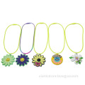 fresh style well design beauitful sunflower pendant silicone necklace cord